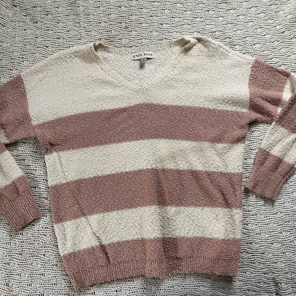 Pink & Cream Striped Sweater